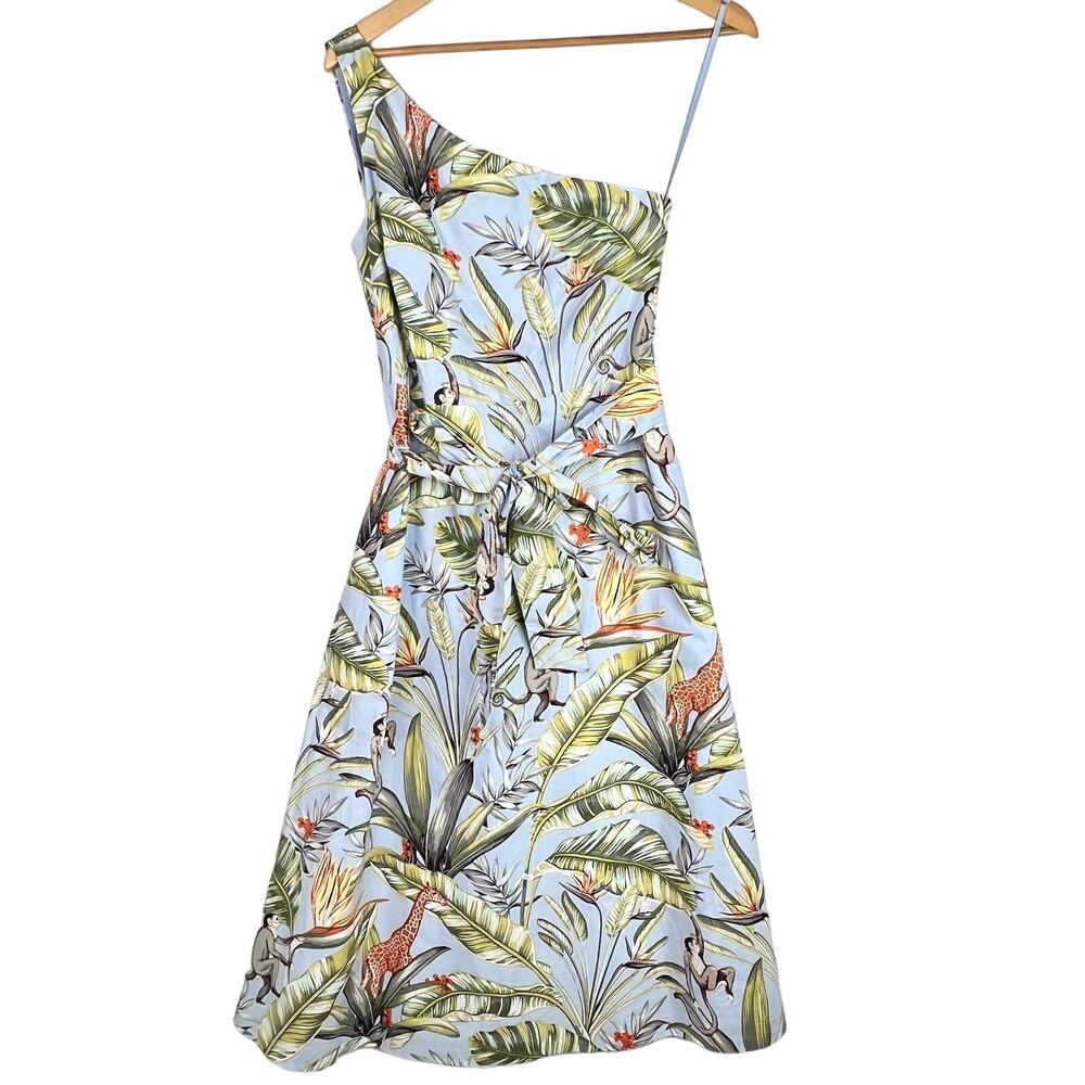 Ann Taylor Monkey Print One Shoulder Dress 4